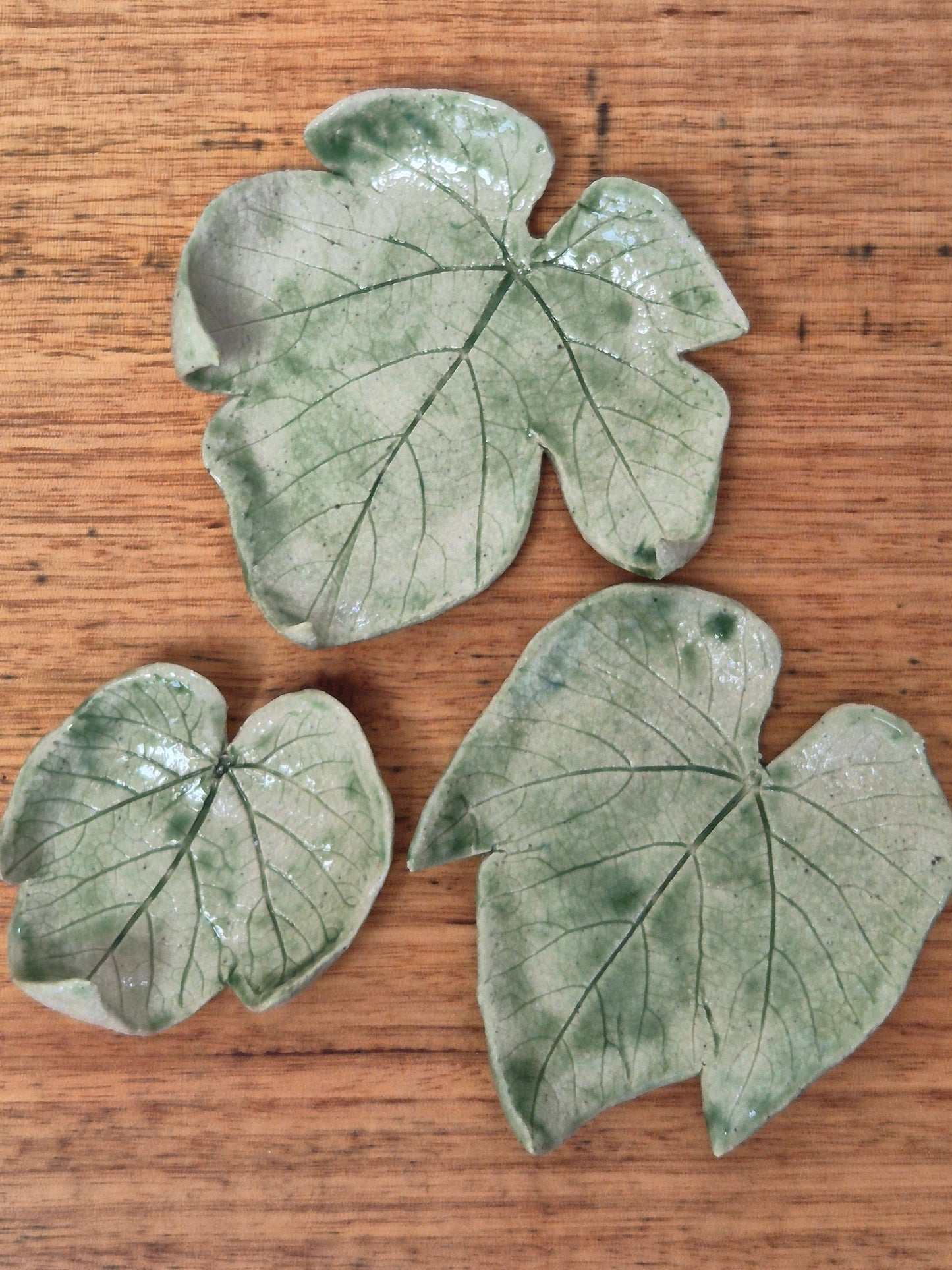 Set of 3 Ceramic Leaf dishes (Grape Vine)